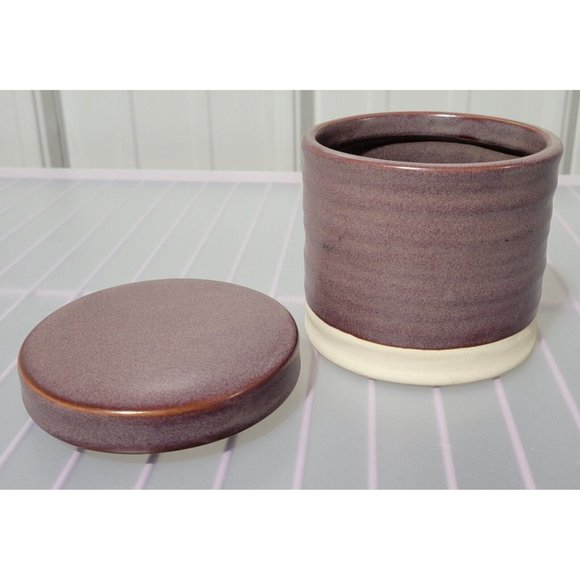 Threshold Brown Ceramic Bathroom Organizer Canister 4.25" Tall & 4" Diameter - Picture 3 of 6